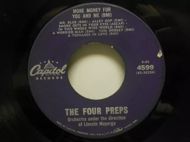 FOUR PREPS: More Money(Medley) / Swing Down Chariot, 45 RPM, VG (F0*)