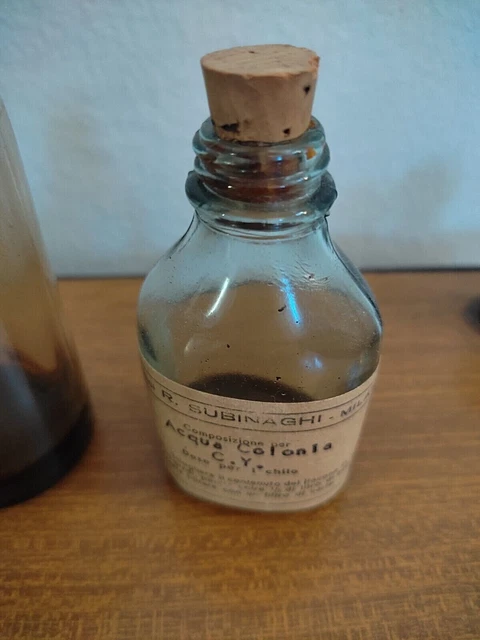 Vintage Coppia Vasetti In Vetro Laboratorio Farmacia Anni '60 Essenze 3
