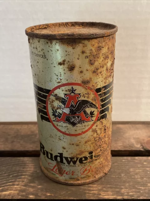 1930's Opening Instructions Gold Budweiser Flat Top Lager Beer Can