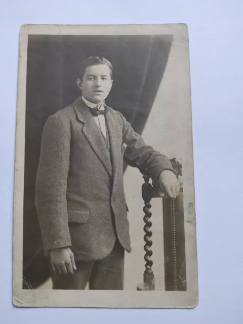 Young Handsome man Portrait, Gentlemen, Stylish, vintage photo Postcard c.1920s