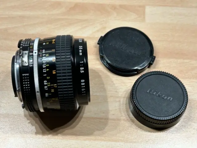 Nikon Micro Nikkor 55mm f3.5 Ai manual focus macro lens near mint