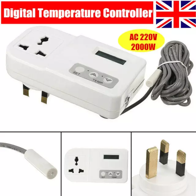 Digital LCD Sockets Thermostat UK Plug Switch Sockets Temperature Controller UF