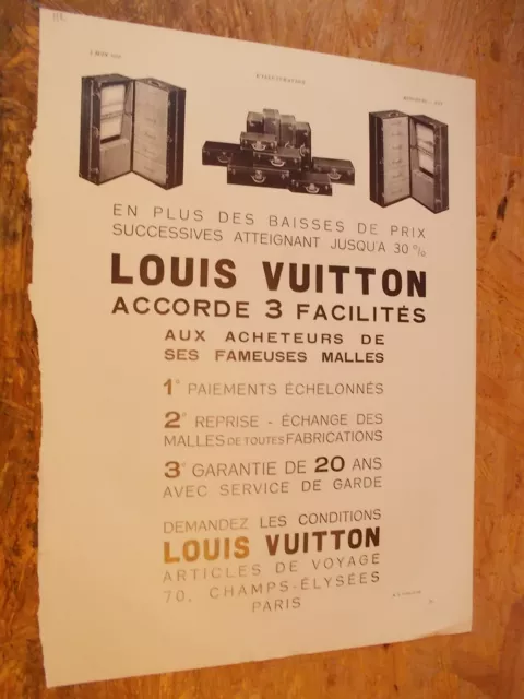 VUITTON trunks 112 advertising paper ILLUSTRATION 1932