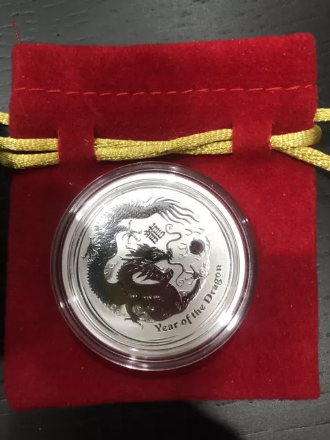 1/2oz Perth Mint 2012 Year Of The Lunar Dragon Silver Bullion Coin