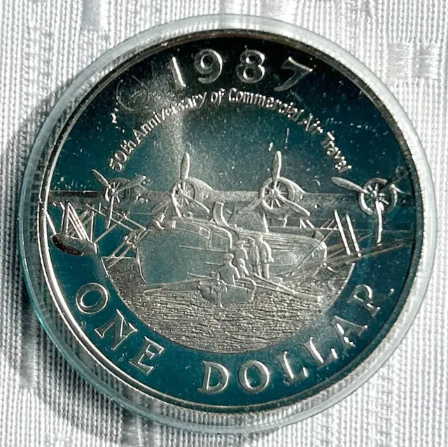 1987 Bermuda Silver Dollar Commemorative 50th Anniversary Air Travel Proof coin