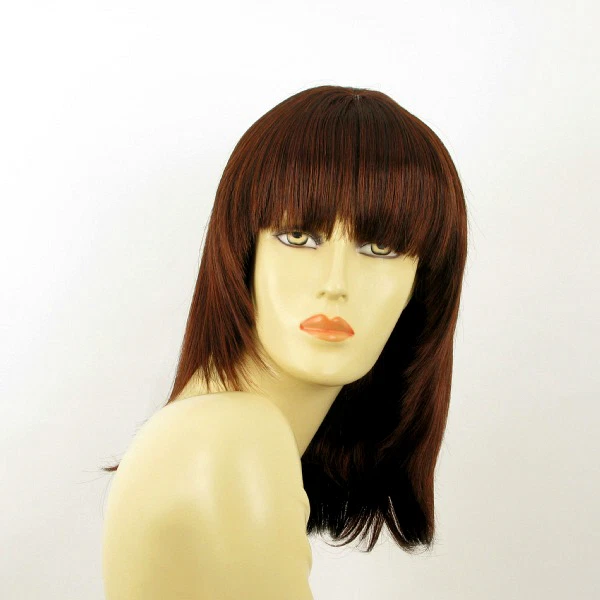 Perruque Synthétique Mi-longue Roux Cuivré Intense ABBY 350 - Raie Libre - Bonnet Moyen