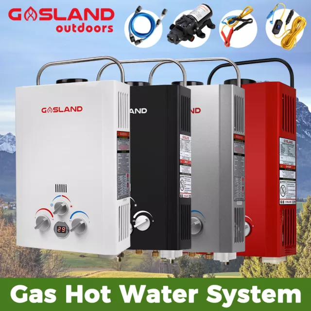 GASLAND 8L Tankless Gas Hot Water Heater System LPG Portable Camping Shower Pump