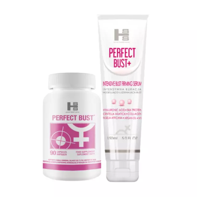 Perfect Bust Brustvergrößerung kräuter Pillen, 90 Kapseln + Serum 150 ml