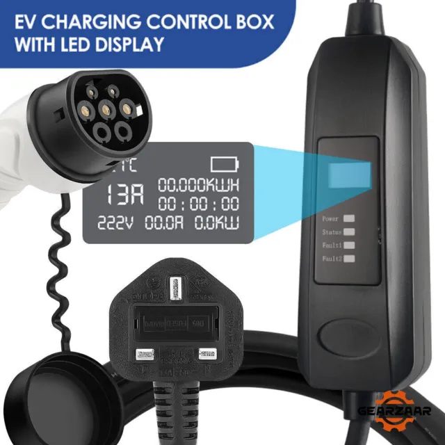 QUICK EV Charging Cable Type 2 UK Plug 3 Pin Electric Vehicle Car Charger 13A