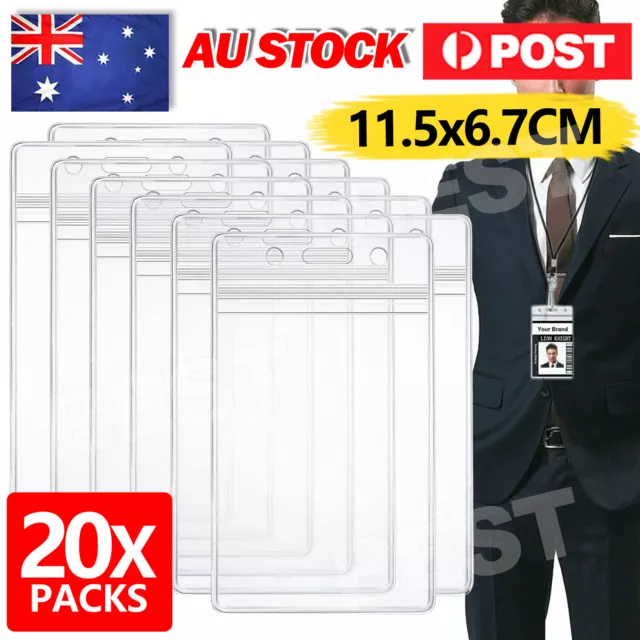 20pcs Plastic Clear ID Card Holder Badge Lanyard Work Business Pouch Security