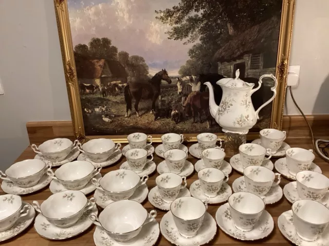 Großes Vintage Royal Albert HAWORTH Teeset 6 Teetassen Untertassen wunderbar