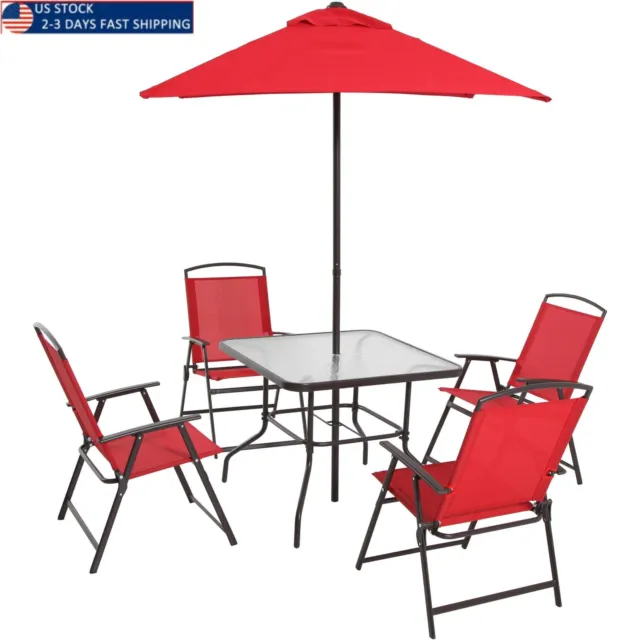 Albany Lane 6 Piece Outdoor Patio Dining Set,Outdoor Chair Set Red，Powder Coated