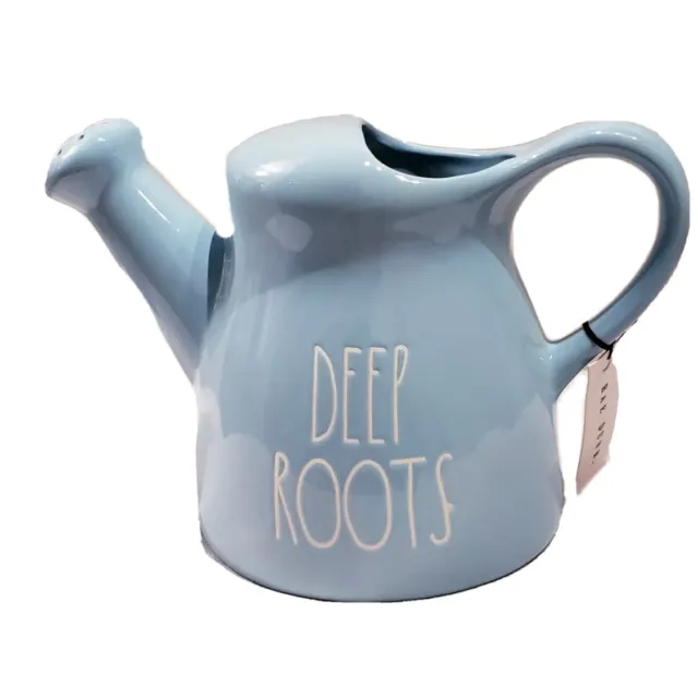 Rae Dunn By Magenta Deep Roots Turquoise Blue Ceramic Watering Can Hand Made NEW