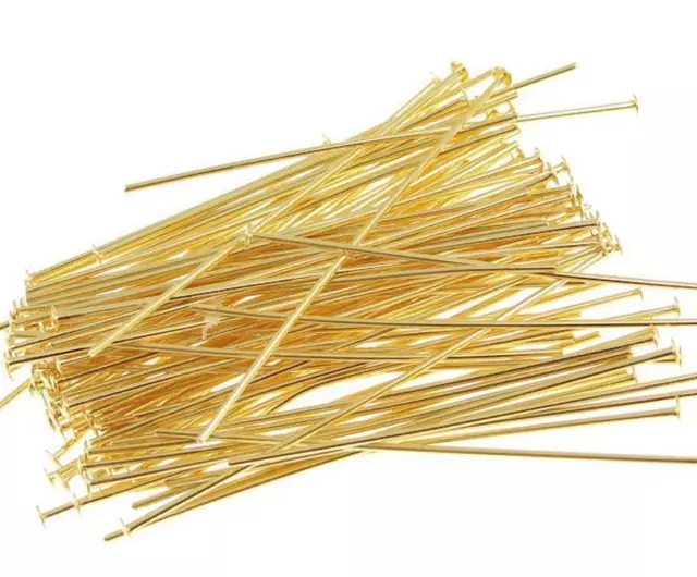 GOLD Plated HEAD PINS 200 x 30mm 200 x 35mm 175 x 40mm 150 x 50mm x 0.7mm