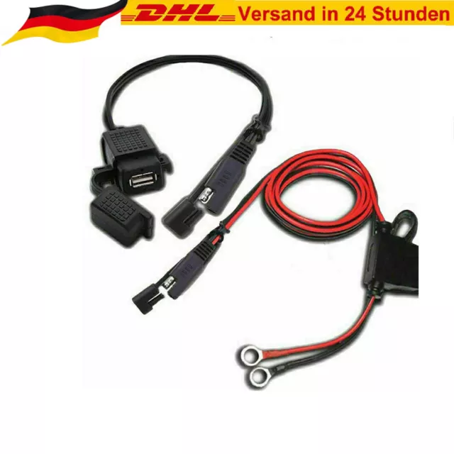 Motorrad Wasserdicht SAE zu USB Adapter Ladegerät Steckdose Innen-Sicherung 12V