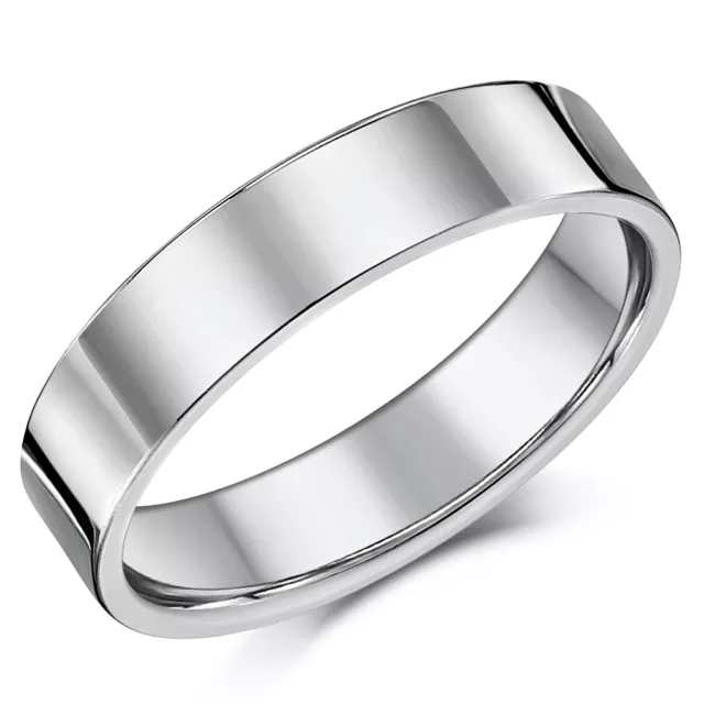 Titanium Wedding Engagement Ring Flat Court Shaped 5mm Band Men's / Ladies Ring