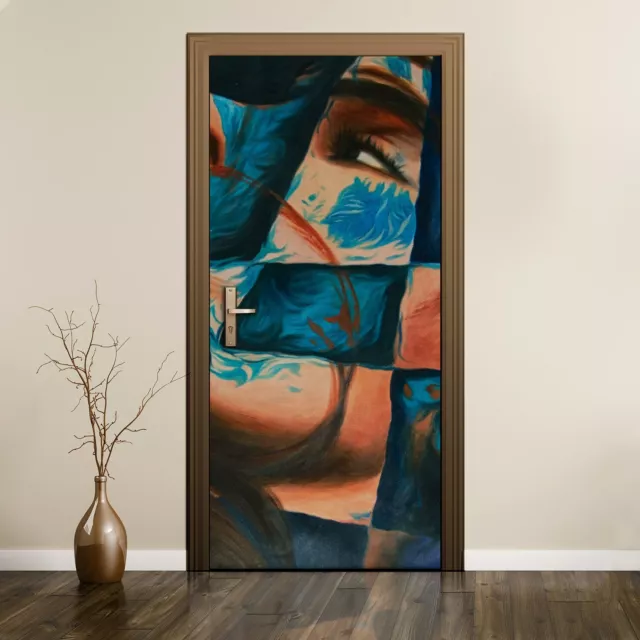 Removable Door Sticker Mural Home Decor Decal Painting Women Abstract Picture