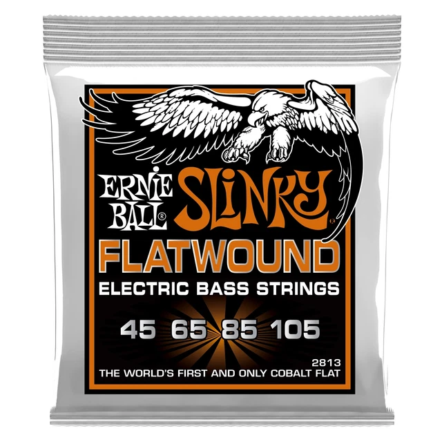 Ernie Ball 2813 Hybrid Slinky Flatwound Electric Bass Strings, (45-105 Gauge)