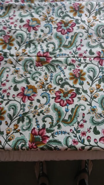 Vintage Superb Quality Cotton Floral Fabric Curtains/Furnishings 5.24 X 1.56 Mt