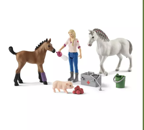 42486 Schleich Vet Visiting Mare and Foal Farm World Plastic Figure Figurine