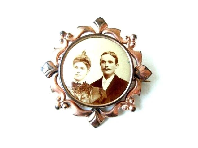 ANCIENNE BROCHE EMAILLÉE Souvenir de Reims Cathédrale Art Nouveau