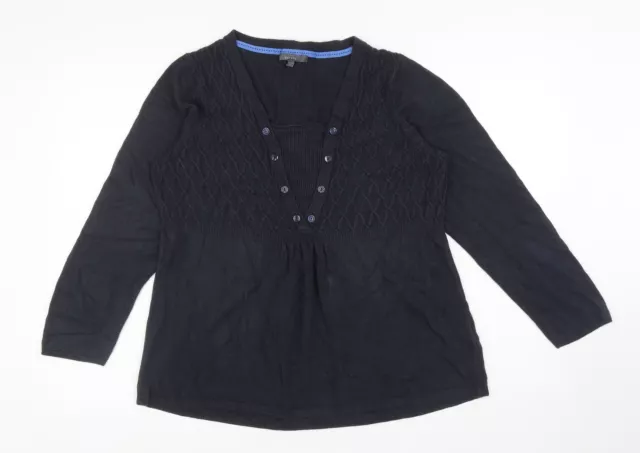 Maglione pullover acrilico da donna blu collo quadrato taglia 20