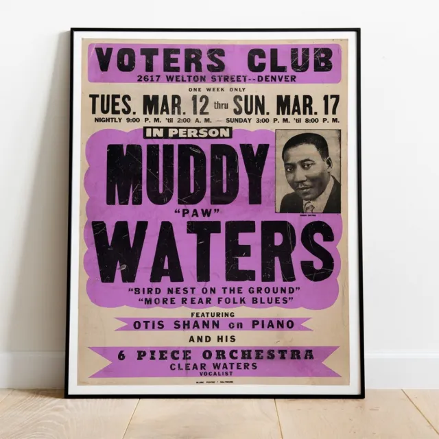 MUDDY WATERS VOTERS CLUB 1968 VINTAGE REPRO Tour Poster 30" x 24"