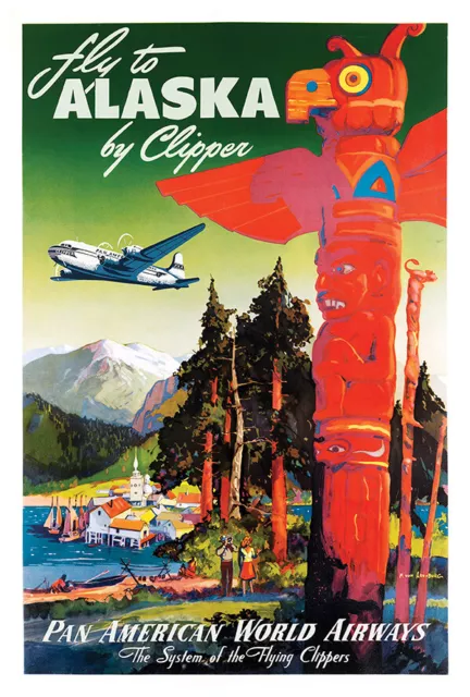 Pan American Airlines - Pan Am - Alaska - 1950s - Vintage Travel Poster