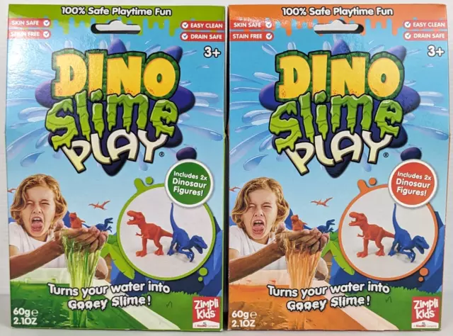 Dino Slime Play x 2 Swamp Green + Volcanic Orange! Gooey Slime Skin Safe Zimpli