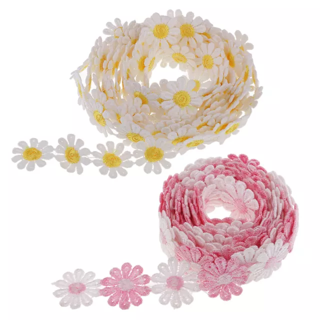 6Yd 1" Sun Flower Guipure Lace Edge Trim Wedding Ribbon Embroidered Applique 2