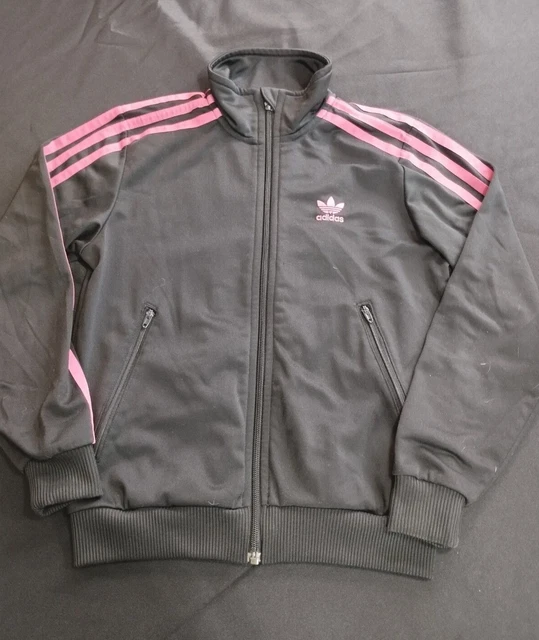 Adidas Girls Youth Small Black Purple Long Sleeve Full Zip Warm Up Track Jacket