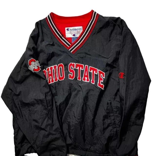 Ohio State Buckeyes Champion Black Windbreaker Pullover Jacket Unisex XXL NCAA