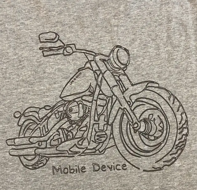 LIFE IS GOOD Gray Crusher T Shirt Motorcycle Mobile Device Size Large