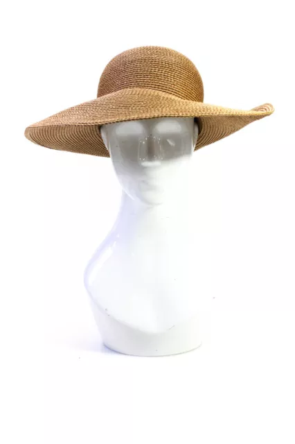 ERIC JAVITS WOMENS Hampton UPF 50+ Wide Brim Straw Sun Hat Tan One Size ...