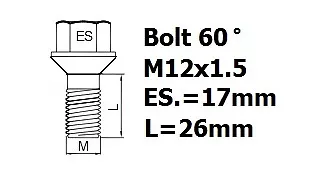 BMW 5series E12,E28,E34,E39,E60,E61  wheel locking nuts M12x1,5 bolts for alloys 3