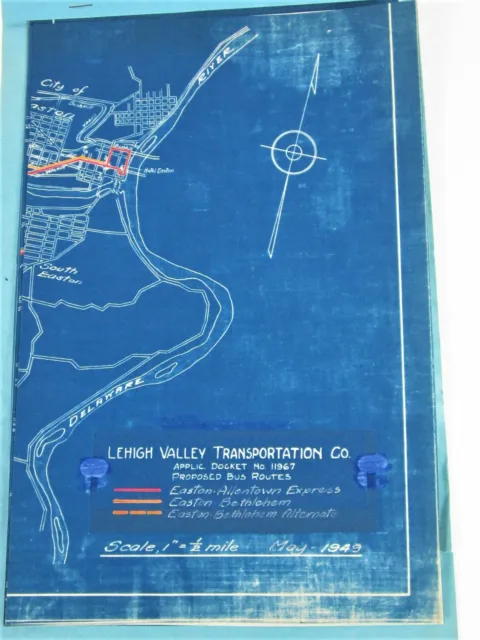LEHIGH VALLEY Transportation Company PROPOSED BUS ROUTES Map May 1949  b4