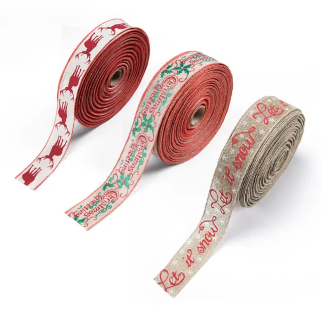 3 Rolls Party Decoration Ribbon Christmas Ribbons Crafts Bow