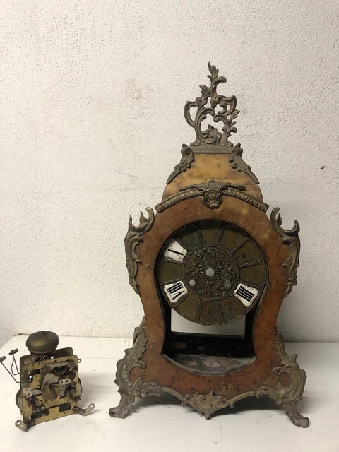 Antico orologio Da Tavolo Camino Cassa In Legno   Bronzo Non Funzionante
