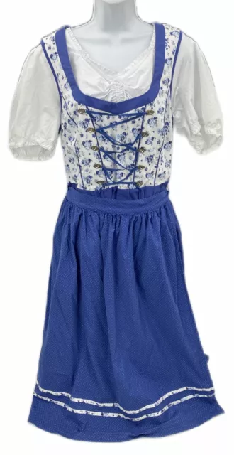 USA 20 Apron Dirndl German Traditional Dress Blue Oktoberfest Fits