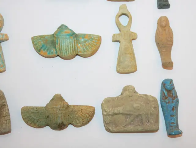 COLLECTION de 15 RARES ANCIENNES Amulettes PHARAONIQUES ÉGYPTIENNES... 3