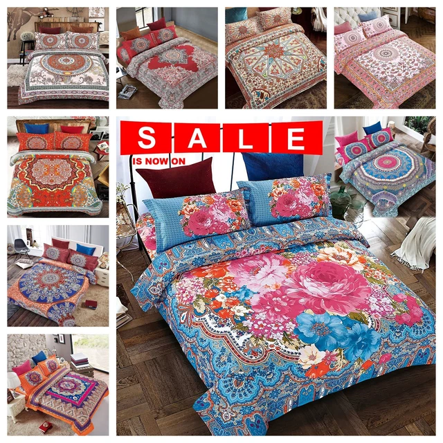 BOHEMIAN MOROCCAN DUVET Covers With Pillow Cases Quilt Cover Luxury 