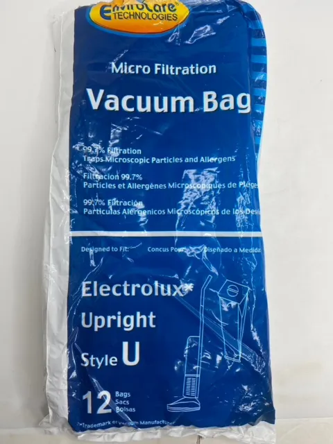 Micro Filtration Vacuum Bags for Electrolux Upright Style U - Open Pack of 6