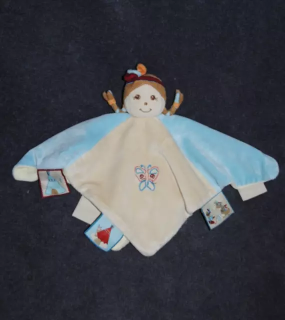 Doudou Plat fille indienne NOUKIES NOUKIE'S NOUKY Pinto et Kaya Papillon  TTBE