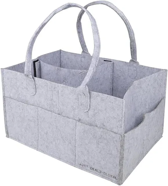 Baby Diaper Organizer Caddy Felt Changing Nappy Kids Storage Carrier Bag Grey