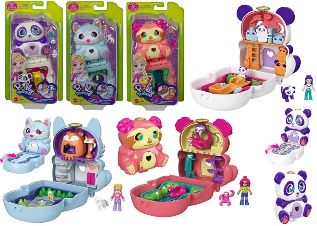 Polly Pocket Flip & Find Sloth Panda Fox Compact Ages 4+ Toy Doll Surprise House