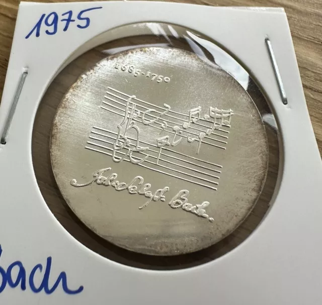 DDR 20 Mark 225. Todestag Johann Sebastian Bach 1975, 625er Silber, Gedenkmünze