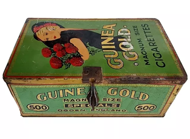 Vintage alte antike seltene GUINEA Gold Magnum Zigaretten Litho Blechdose,...