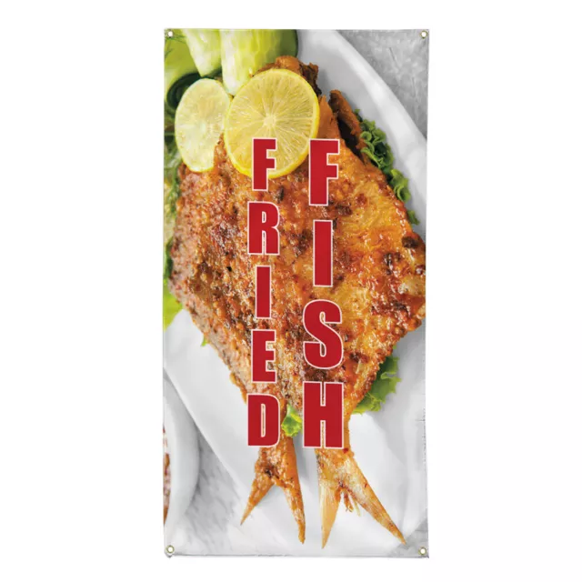 Vertical Vinyl Banner Multiple Sizes Fried Fish Food and Drink Outdoor