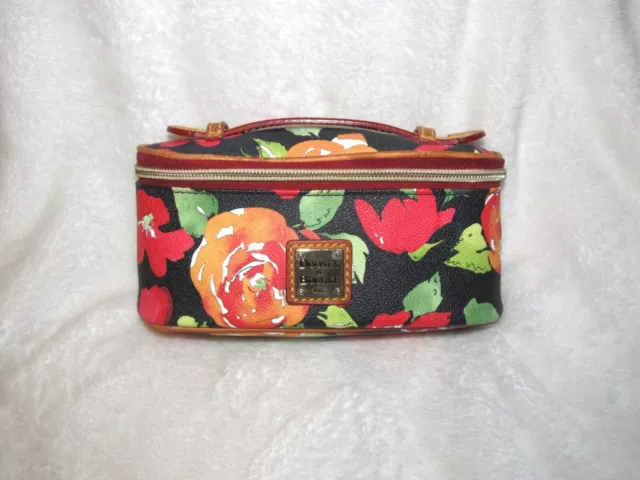 Dooney and Bourke Cosmetic Floral with Leather Trim Makeup Bag