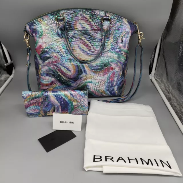 BRAHMIN LARGE DUXBURY Satchel Handbag Purse Wallet Mother Of Pearl  Iridescent $509.99 - PicClick